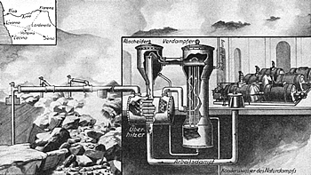 Grafik des Geothermiekaftwerks Lardarello von 1931