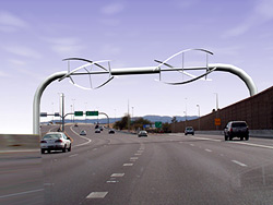 Fahrtwind-Rotoren über Autobahn