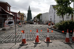 Straßenheizung in Reykjavik