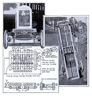 Kleinauto mit Gummieband-Antrieb