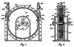 Tesla-Turbine grafik aus der Patentanmeldung von 1921