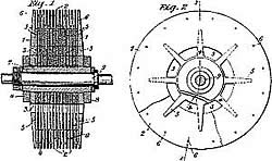 Tesla-Turbine grafik aus der Patentanmeldung von 1921