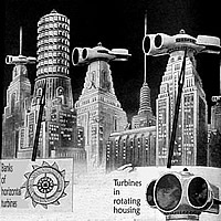 Konzept von Windturbinen auf Hochhäusern von 1933